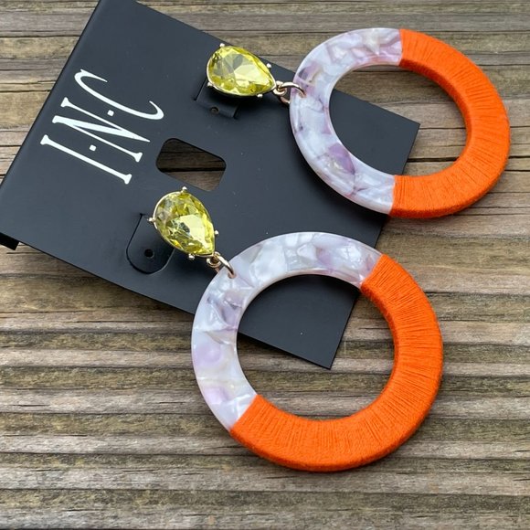 International Concept Earrings Hoops Resin & Wrap Multi Color Women Ear Jewelry - Picture 7 of 15